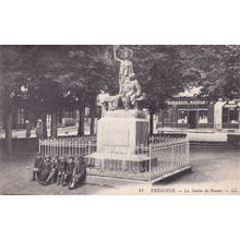 Children at Treguier Statue Pharmacy Chemist Old French Postcard