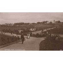 OAP Hands Behind Back Barnes Park Sunderland Old RPC Postcard