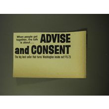 1960 Advise and Consent Book by Allen Drury Advertisement