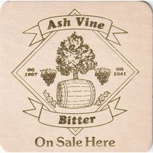 BEER MAT - ASH VINE BREWERY - BITTER - (Cat No 001) - (1990)