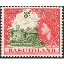 Basutoland QEII 1954 3d Green & Rose Red Unmounted Mint MNH SG 46 postage stamp