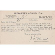 Middlesex County Football Club FA Association Visitors 1955 Postcard