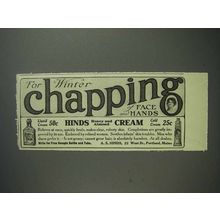 1913 Hinds Cream Ad - For Winter Chapping