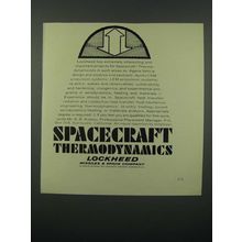 1966 Lockheed Missiles & Space Company Ad - Spacecraft Thermodynamics