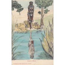 Natures Mirror South African Beautiful Woman Reflection Antique Postcard
