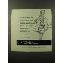 1960 I. Magnin Cabana Swimsuit and Coat Ad - Two for the seaside