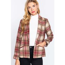 Notched Collar Plaid Jacket