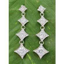 Earrings - 925 Sterling Silver w/ CZ - 4 Diamonds Shape - ER-PER8715CL