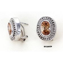 Casting Silver Earrings w/ CZ - Taupez - ER-SV160TP