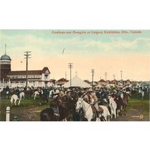 Cowboys & Cowgirls At Calgary Exhibition Antique Rare Canada Postcard