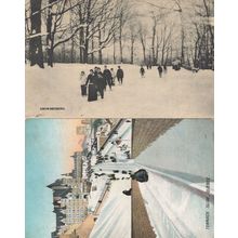 Snowshoeing Terrace Slide Quebec 2x Canada Old Postcard s