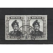 Brunei.SG106 10c Sultan Omar Ali Saifuddin Pair.Fine Used.Aug25a