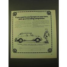 1970 Volkswagen Bug Ad - Europe Traveling Companion