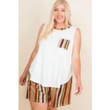 Plus Size Solid Sleeveless French Terry Tank Top