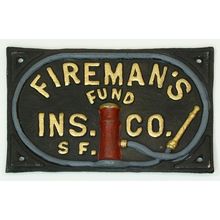 Fireman's Fund Ins Co Cast Iron Plaque