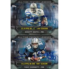 EMMITT SMITH & TONY DORSETT AUTO 2015 DALLAS COWBOYS HOF SB CHAMPION FULLBACKS