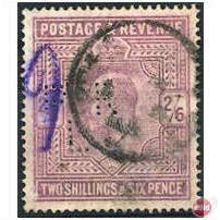 1911 SG316 2/6d Dull Reddish Purple F/Used PERFIN "PRL"