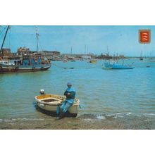 Fisherman Man Sitting on Boat Point Clear St Osyth Essex Postcard