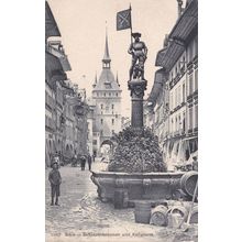 Bern Marktgasse Schutzenbrunnen Antique Postcard