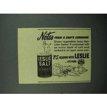 1940 Leslie Salt Ad - Notes From Cookbook