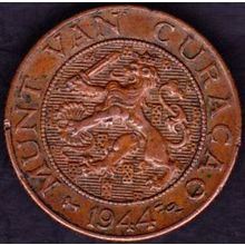 1944 D Curacao (Netherlands Antilles) 2 & Half Cents Coin