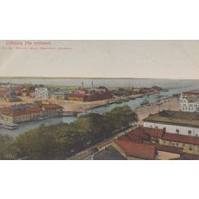 Lidkoping Fran Kyrktornet Aerial Birds Eye Swedish Antique Sweden Postcard