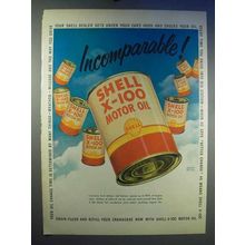 1950 Shell X-100 Motor Oil Ad - Incomparable
