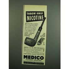 1950 Medico V.F.Q. Pipes Ad - Throw Away Nicotine