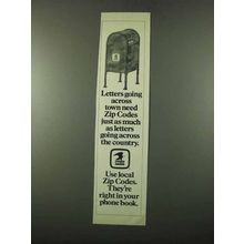 1975 U.S. Mail Zip Codes Ad - Across Town Need