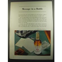 1952 Old Schenley Whiskey Ad - Message in a bottle