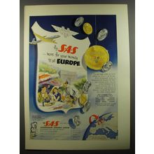 1954 SAS Scandinavian Airlines System Ad - Fly SAS .. more for your money