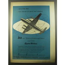 1954 BEA British European Airways Ad - out of the blue a new concept in speed