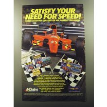 1992 Acclaim Ferrari Grand Prix Challenge Video Game Ad - Satisfy need for speed