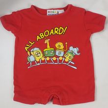 Miniwear Boys Infant One Piece Short Sleeve Red " All Aboard" Sz 3-6M