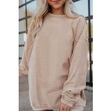 Apricot Ribbed Corded Oversized Sweatshirt