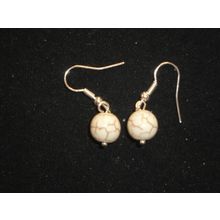 Natural veined round white Howlite swing earrings