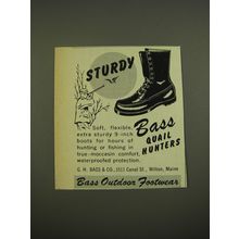 1952 Bass Quail Hunters Boots Ad - Sturdy