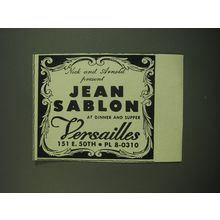 1949 Versailles Club Ad - Nick and Arnold present Jean Sablon at Dinner