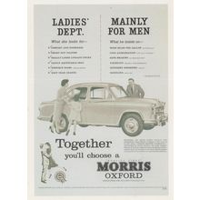 Men Vs Women Drivers Choices Morris Oxford Car Advertising Postcard