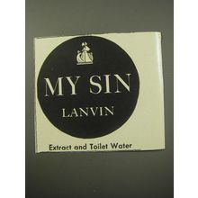 1955 Lanvin My Sin Perfume Ad - My Sin Lanvin Extract and Toilet Water