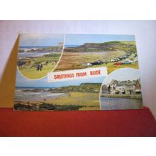 multiview, BUDE, CORNWALL, used vintage postcard by Plastichrome =