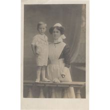 Child With House Servant Nurse Maid Old 1913 Postcard