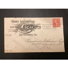 ICOLLECTZONE US Advertising Cover 1899 California Lichtenstein Cigars (A100)