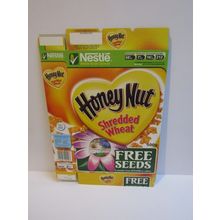 Nestle 2006 Honey Nut Shredded Wheat Cereal Box SUTTONS Free Seed LOVE IN A MIST