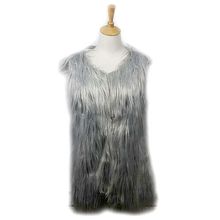 Cardigans & Vests - Faux Long Fur Vest Solid Light Grey - VT-9452-1