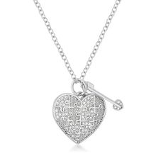 12 Ct Rhodium Heart and Arrow Pendant with CZ
