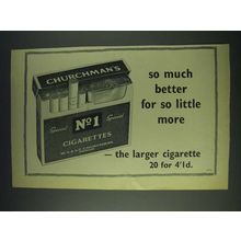 1958 Churchman's No. 1 Special Cigarettes Ad - So much better for so little more