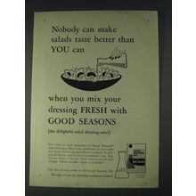 1958 Good Seasons Salad Dressing Mix Ad - Nobody can make salads taste better