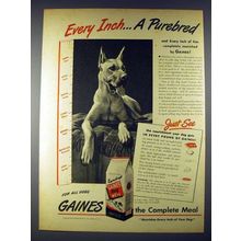 1945 Gaines Dog Food Ad w/ Great Dane!