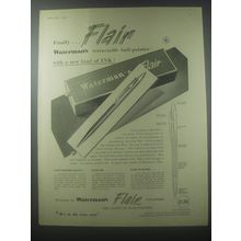 1954 Waterman's Flair Pen Ad - Finally retractable ball-pointer